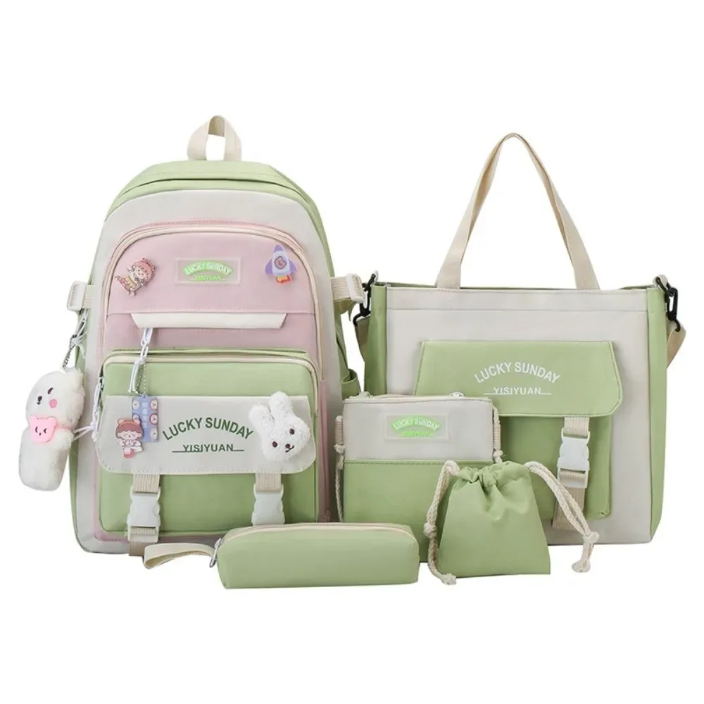 ensemble de 5 sacs à dos mignons de grande capacité, multifonctionnels, respirants, pour étudiants, avec boucle, sac bandoulière, pour l'université