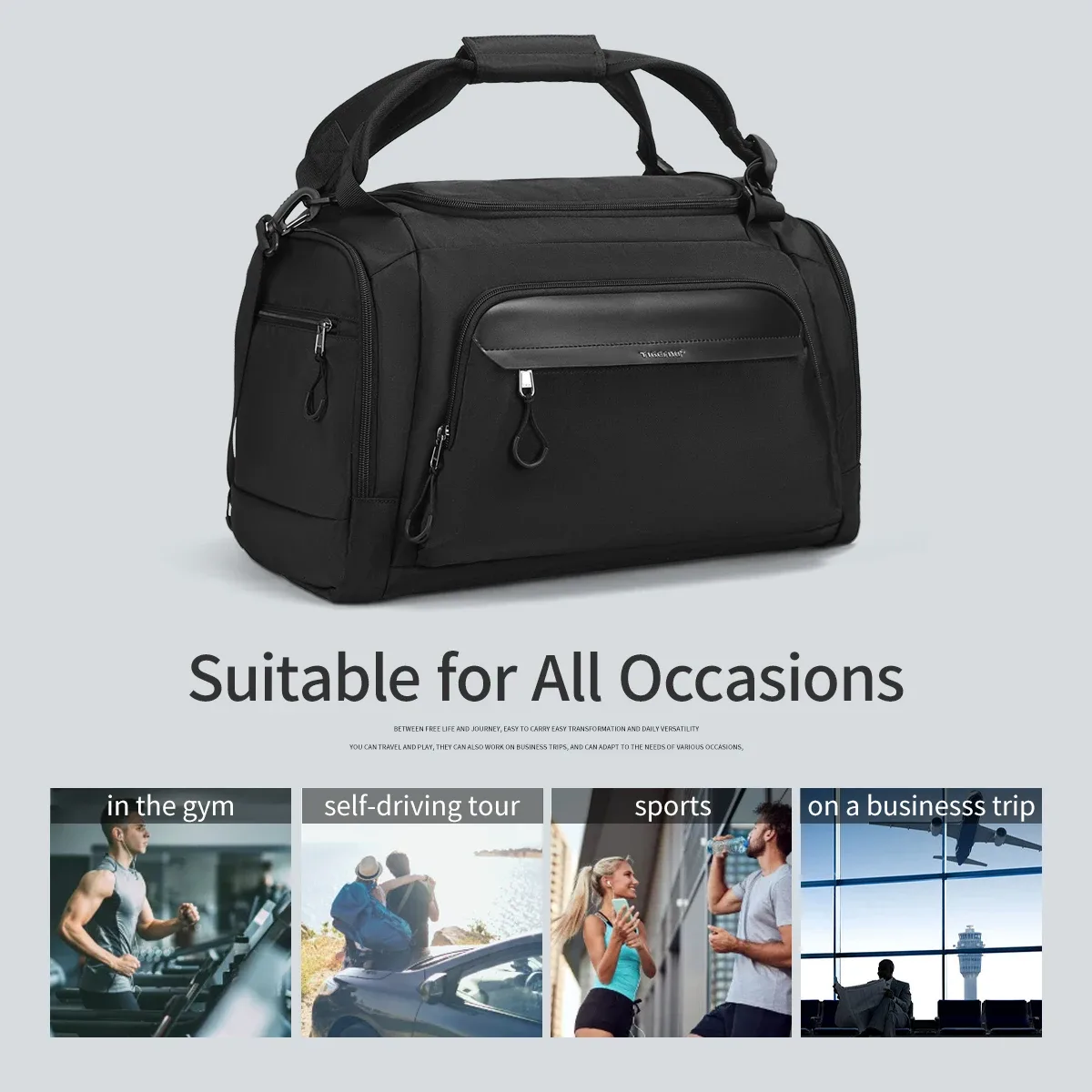 tigernu sacs de voyage pour hommes pour femmes 15.6 pouces pochette d'ordinateur sac à main sacs à bandoulière imperméables hommes sacs de sport pour salle de sport sacs de fitness