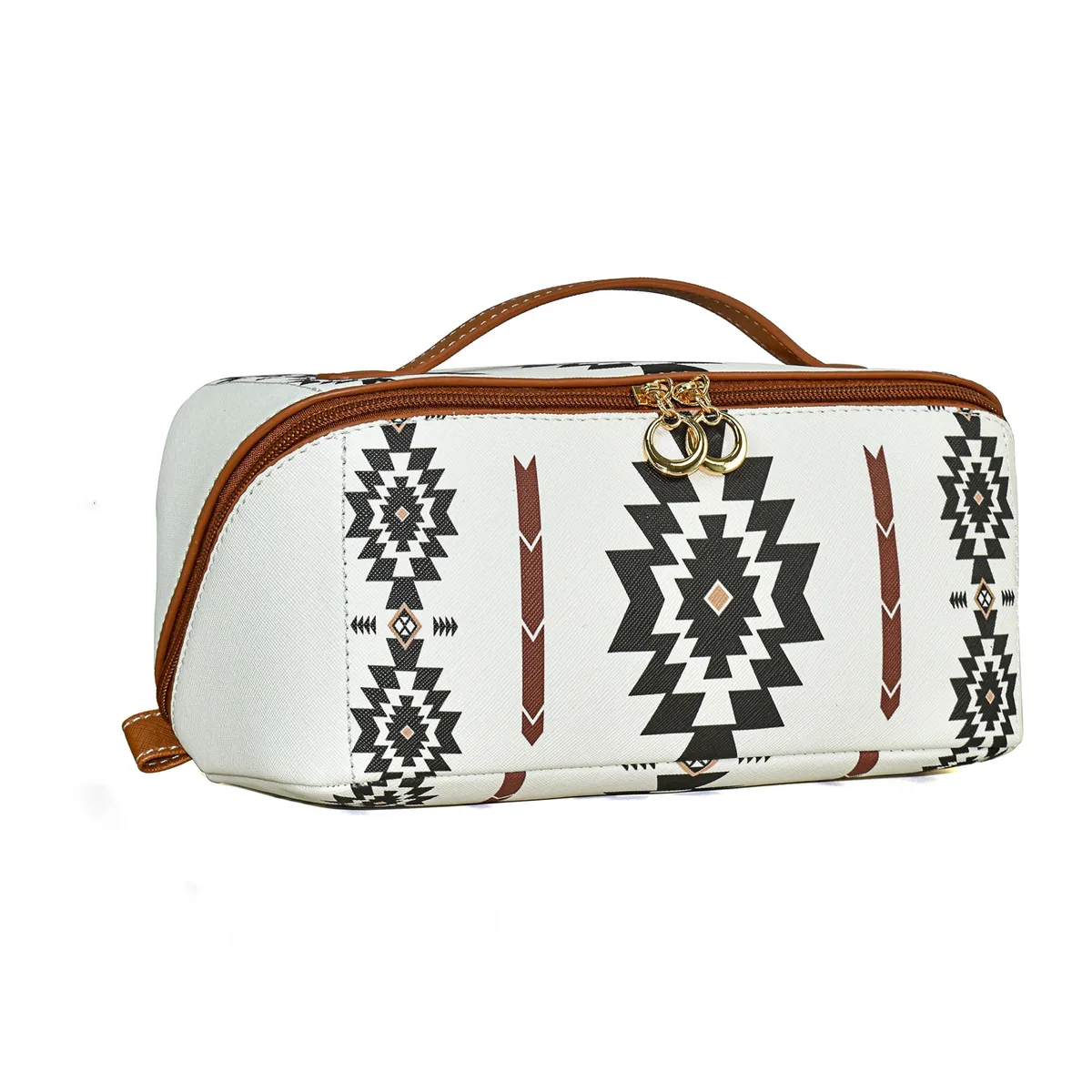 sac à cosmétiques en cuir pu bohème, grande capacité, trousse de maquillage, organiseur de voyage pour articles de toilette