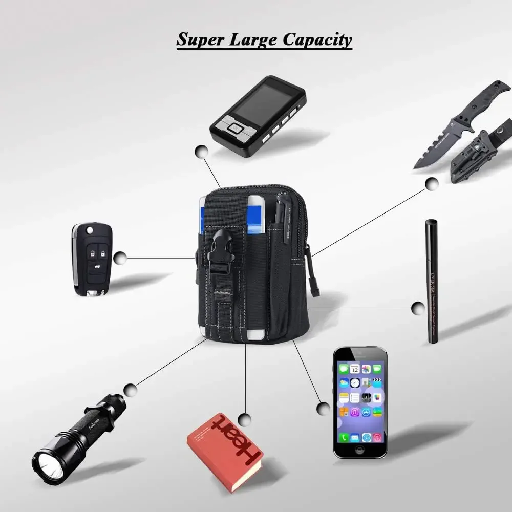 pochette tactique molle pour ceinture, sac de taille militaire, organisateur d'outils edc, étui pour téléphone, support pour hommes, randonnée en plein air, camping, chasse