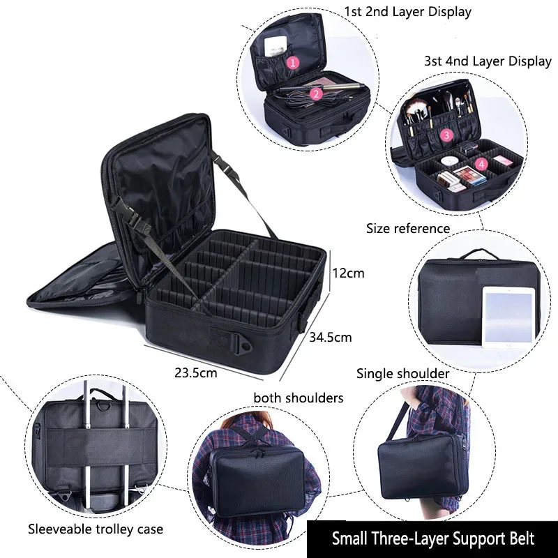 étui à pinceaux de maquillage, sacs de maquillage, valise de maquillage professionnelle complète pour femmes, vanité maleta maquillaje, boîte de rangement d'outils pour ongles