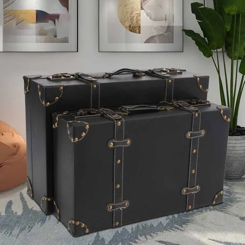 valise vintage en cuir antique nostalgique, petit système de pad, accessoires de photographie portables, sac à main de style européen