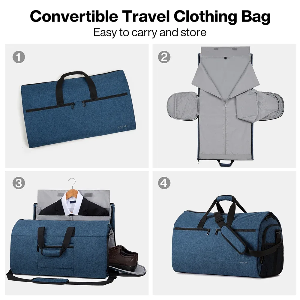 réi-sac de sport convertible multifonctionnel pour vêtements, sac de rangement imbibé avec poudres à chaussures, grande capacité, bagage à main pour voyage