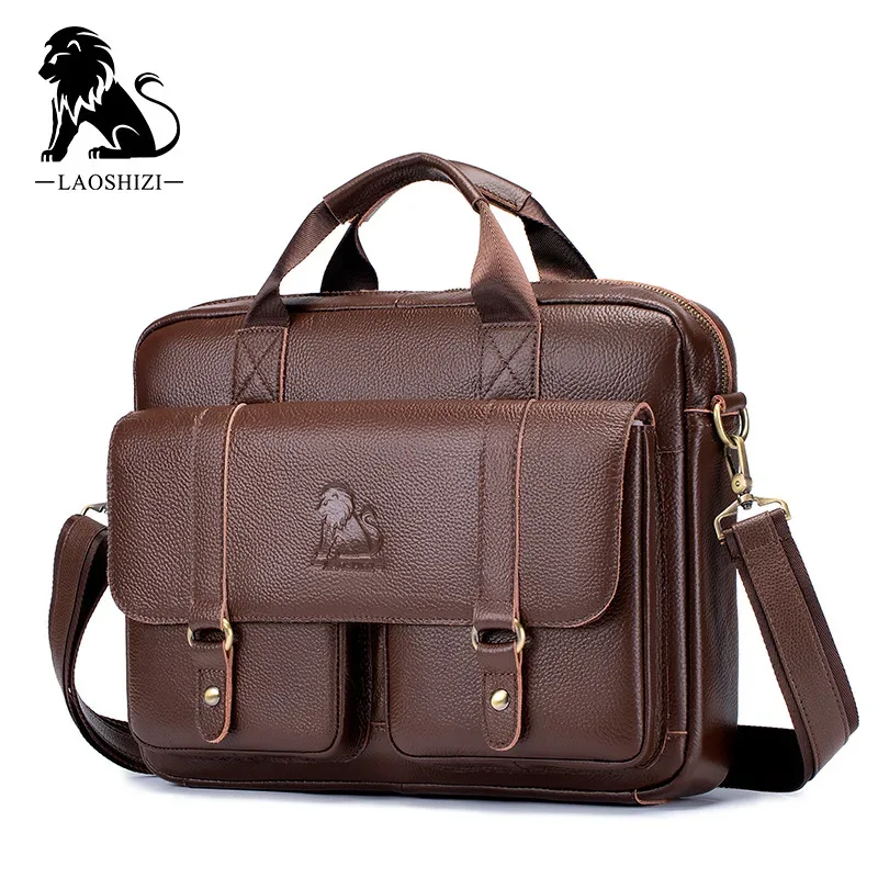 nouvelle sacoche pour homme en cuir véritable à 100 %, sacoche pour ordinateur portable, grande capacité, sac à main d'affaires, sac à bandoulière décontracté, sac messager