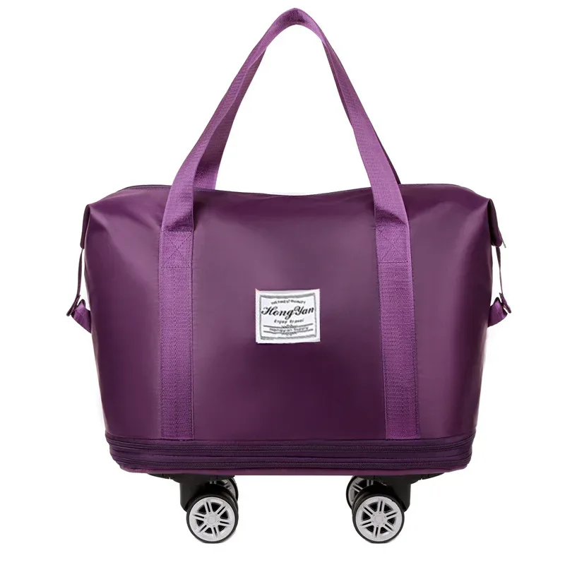 bagage extensible à roue universelle, sac de voyage léger de grande capacité avec rangement de séparation sèche et humide
