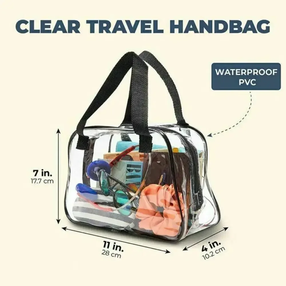 sac de toilette transparent noir pour voyage et concert, sac fourre-tout transparent approuvé pour les stades, trousse de maquillage, petit sac à main