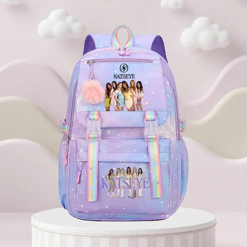 sac d'école katseye print, sac d'école pour élèves du primaire, sac à dos de voyage en plein air, sac à dos tendance pour filles, sac à dos pour enfants.