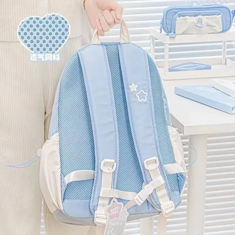 sac à dos style crème pour étudiants, design simple et mignon, grande capacité, léger et confortable