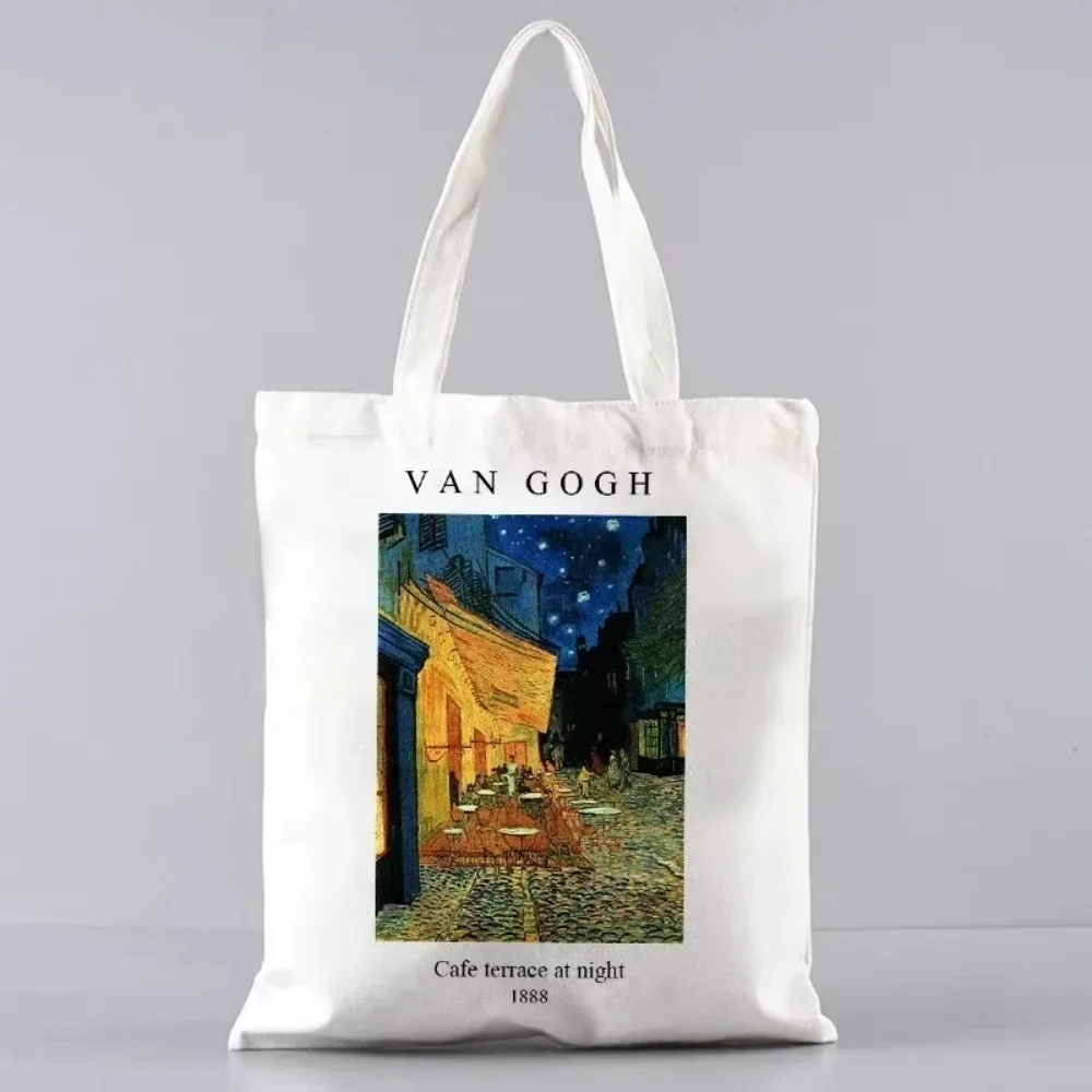 sac fourre-tout en toile inspiré de la peinture à l'huile d'artiste vincent van gogh, pour le shopping, le travail, l'école ou les voyages, sac à bandoulière écologique