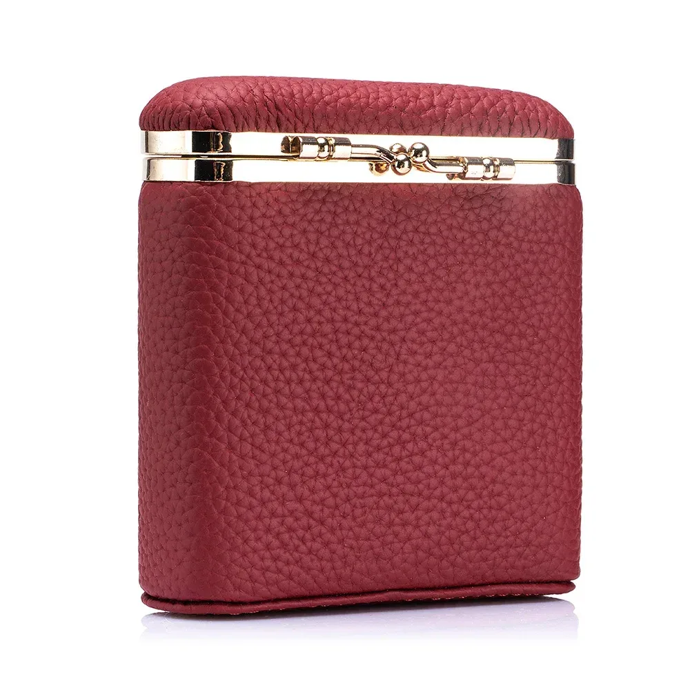 mini trousse de maquillage portable en cuir simple pour femmes, rangement miroir, usage personnel, petits étuis à rouge à lèvres, sacs à cosmétiques