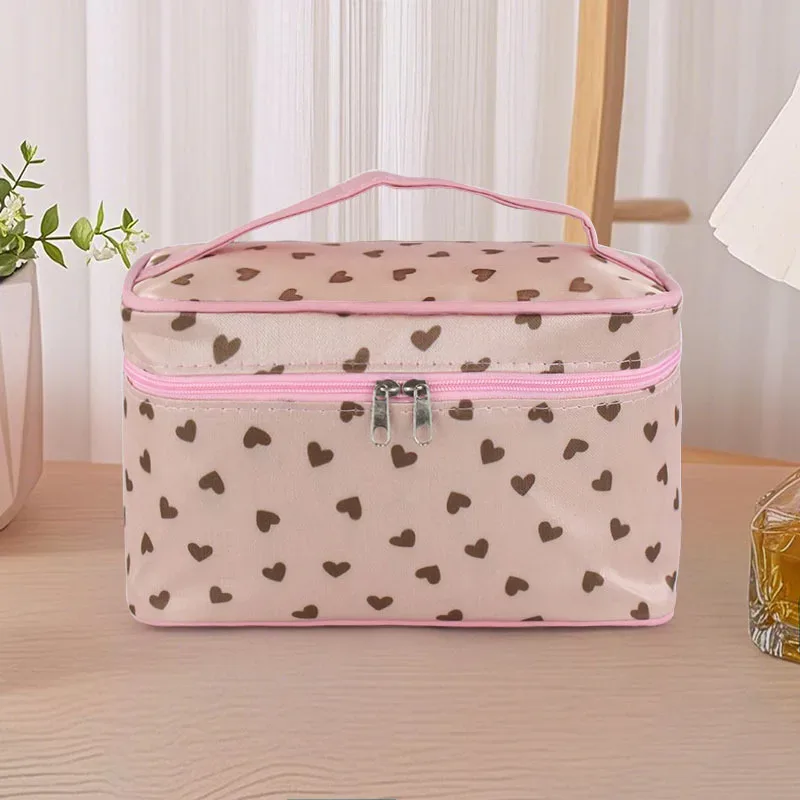 sac de maquillage à pois, sac de voyage portable de grande capacité, organisateur de toilette, boîte de rangement, sac à main étanche, sac à cosmétiques, sac de lavage