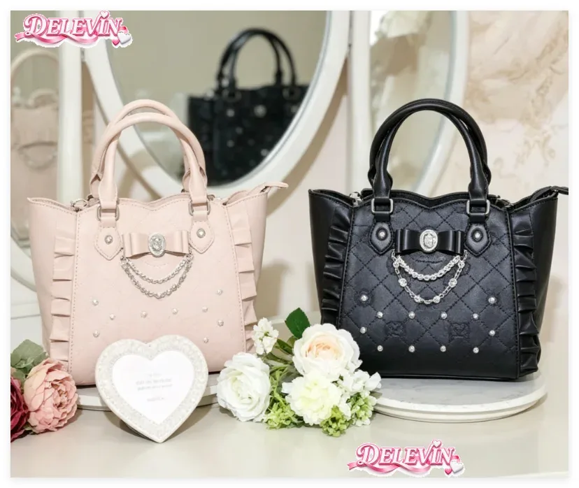 Sac Lolita style japonais, nouveauté 2026, sac à main mignon pour filles avec nœud, perles et strass, sac fourre-tout polyvalent à bandoulière pour femmes