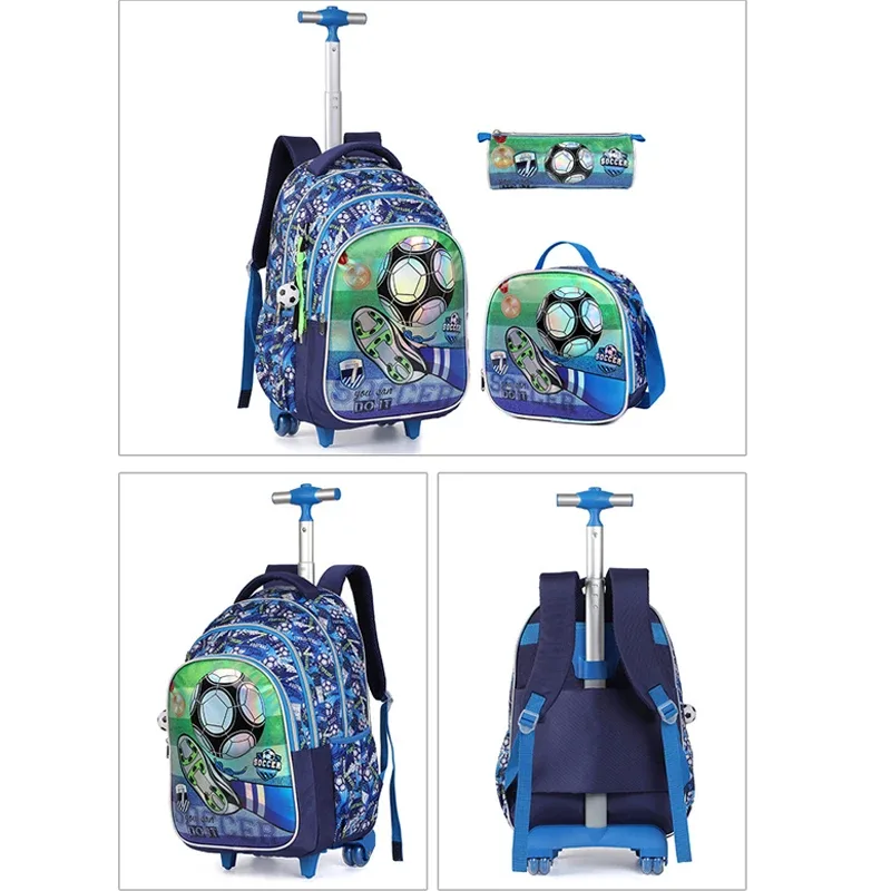 Ensemble de sac à dos scolaire, sac à dos à roulettes pour garçons, élèves, sac à dos à roulettes, sac de voyage, sac à livres