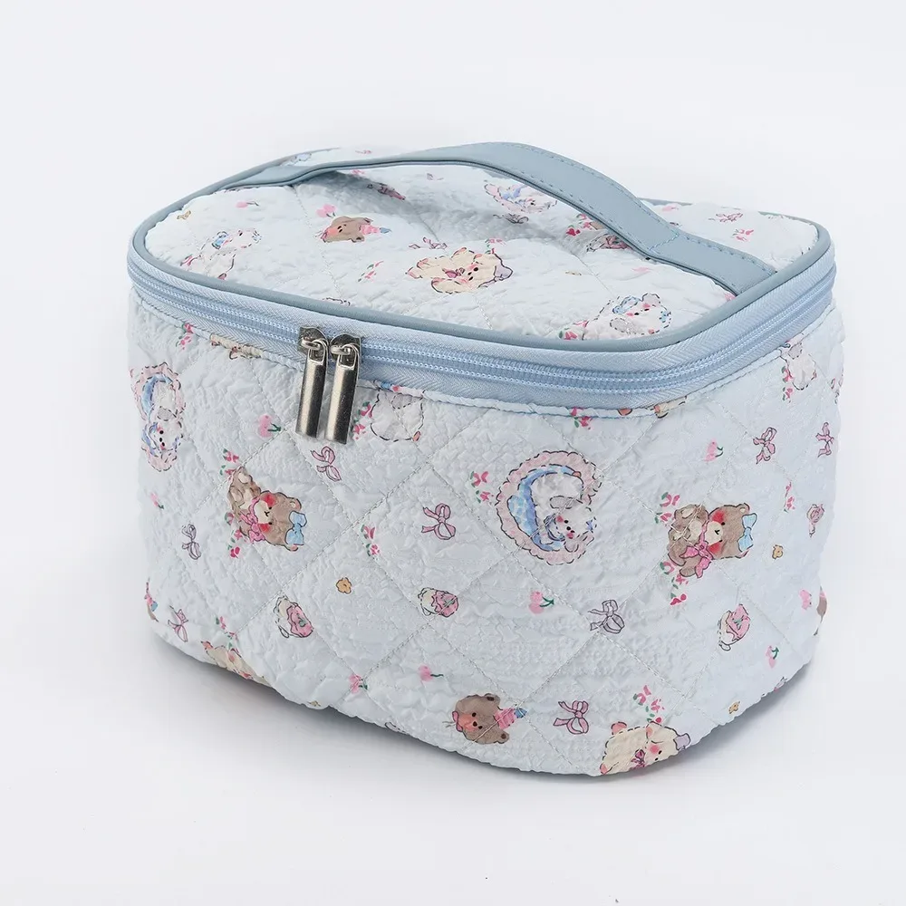 sac de maquillage portable grande capacité, motif dessin animé, style coréen, sac de rangement pour maquillage, sac cosmétique, extérieur