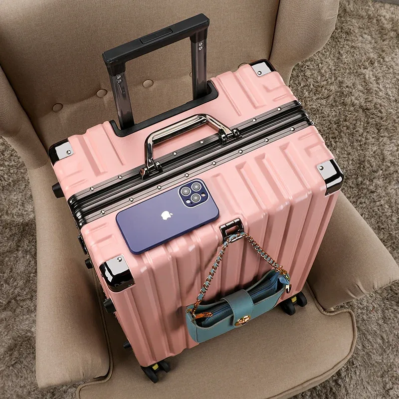 valise rigide à roulettes tendance, grande capacité, silencieuse, pour hommes et femmes, bagage de luxe à emporter à bord.