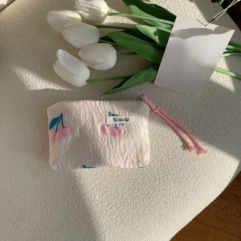 petit sac de maquillage cosmétique, mini sacs de rangement floraux en coton pour femmes, étui de maquillage pour rouge à lèvres, petit porte-monnaie pour enfants, pochette pour pièces de monnaie