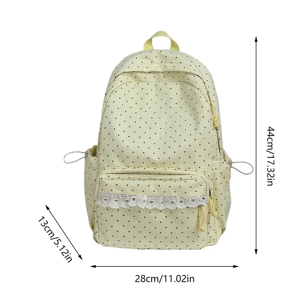 sac à dos mignon en dentelle à pois, esthétique, pour ordinateur portable, pour femmes et filles, idéal pour les trajets quotidiens, les voyages, les camps d'été et l'université.