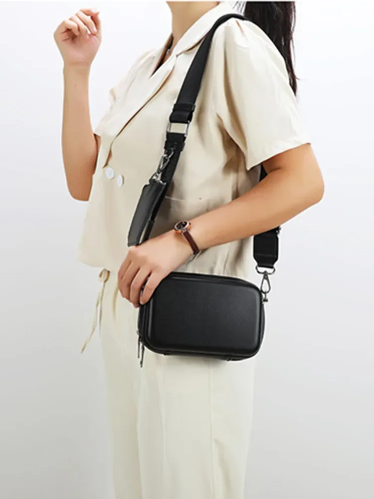 Sac à bandoulière rigide unisexe, sac à bandoulière noir, mode décontractée, évaluation de voyage, passeport et portefeuille