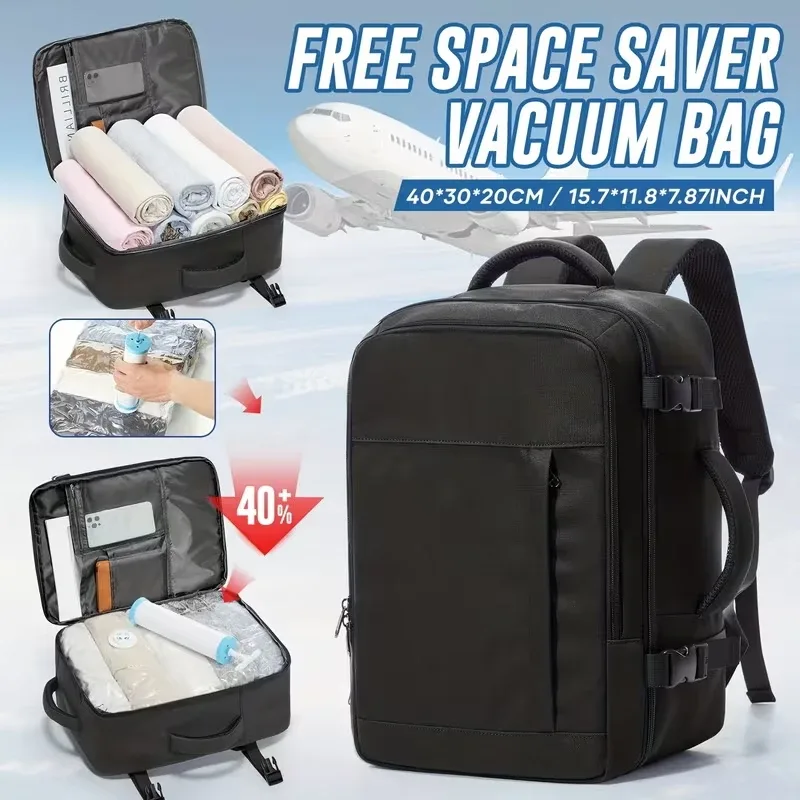 ryanair sac de cabine 40x30x20 cm sac à dos de voyage sous le siège, sac à dos de randonnée en plein air pour hommes avec sac sous vide séparé + scelleuse sous vide