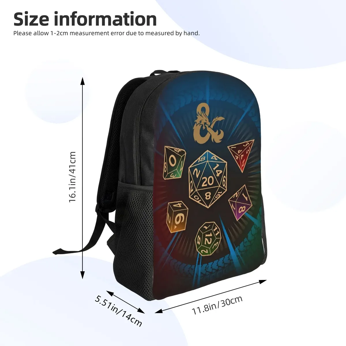 sac à dos dungeon dragon dnd pour hommes et femmes, sac à bandoulière léger pour le lycée, le travail, l'université