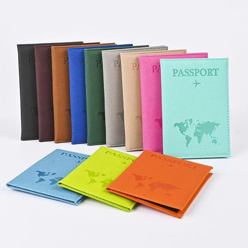 nouvelle housse de passeport en cuir pu pour hommes et femmes - organisateur - porte-cartes de protection - étui pour documents d'identité - housse de passeport de voyage avec carte du monde