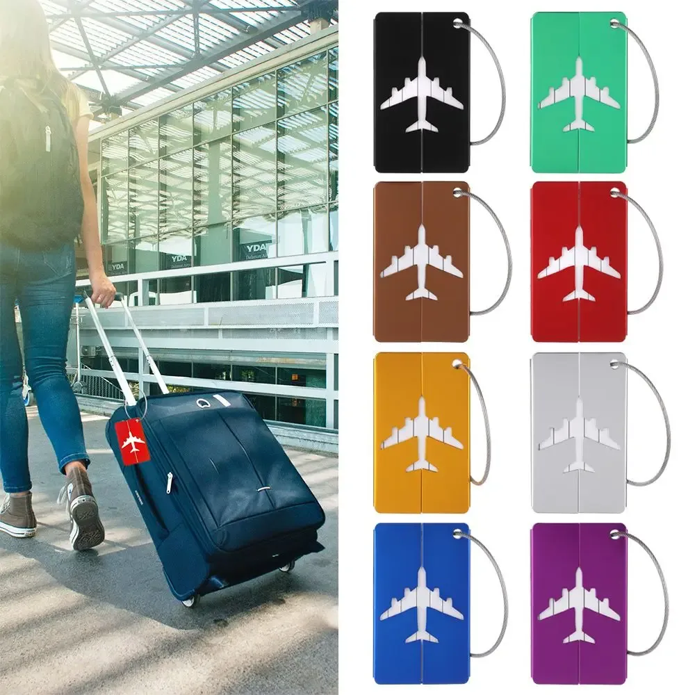 étiquettes de bagage de voyage en aluminium réutilisables étiquettes de valise boucle en acier inoxydable nom 