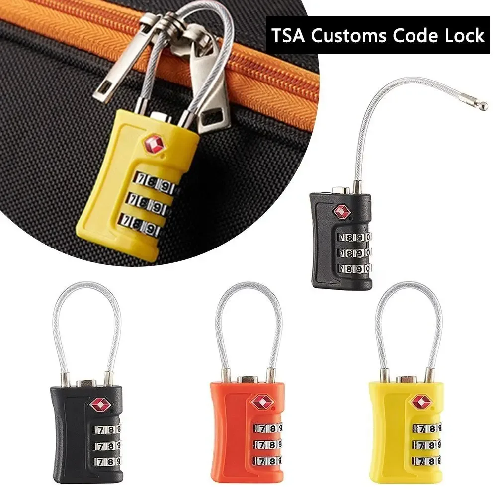 cadenas à combinaison tsa à 3 chiffres, antivol, pour valise et bagages, avec câble métallique, serrure à code douane pour voyage