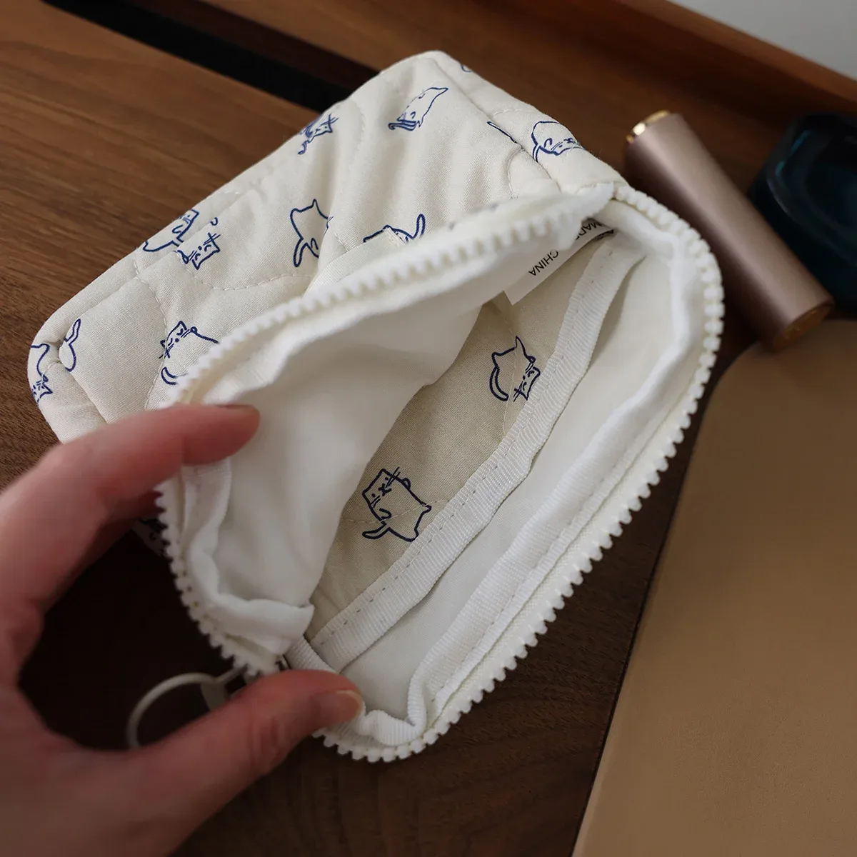 sac à serviettes hygiéniques, sac à cartes, sac de rangement carré portable avec motif de chaton peint à la main, sac physiologique pour filles, sac à cosmétiques