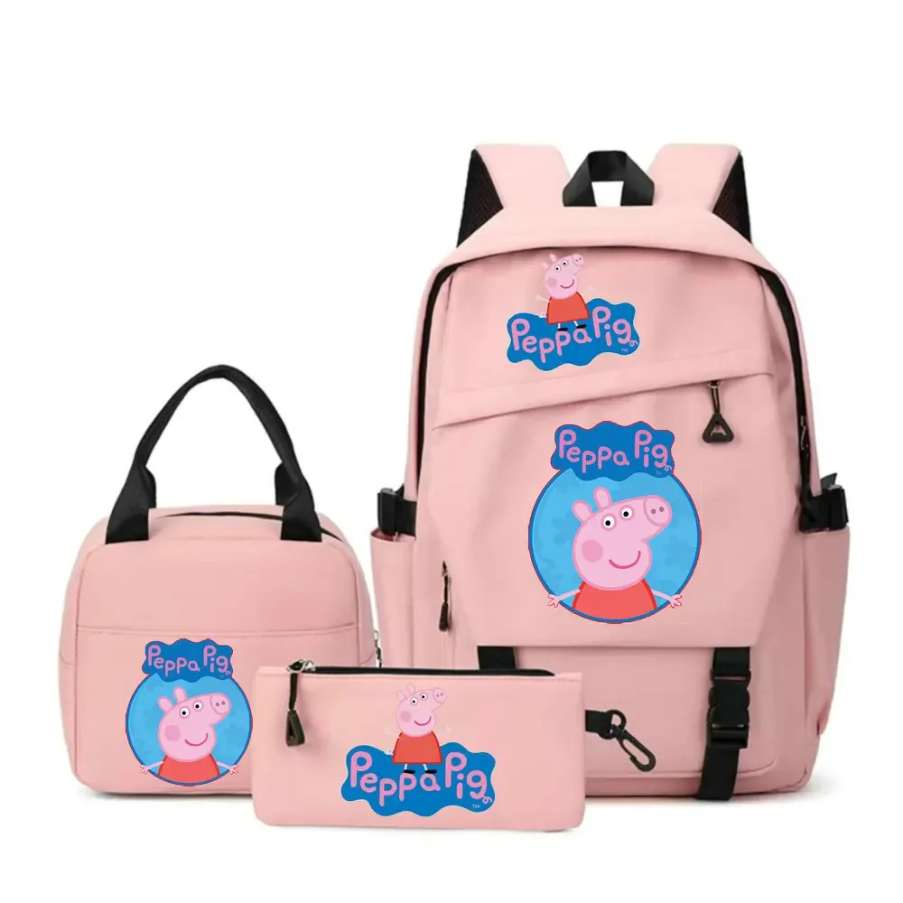 sacs à dos peppa pig avec sacs à lunch, sacs d'école pour étudiants et adolescents, sacs à dos légers pour femmes, sac de voyage décontracté