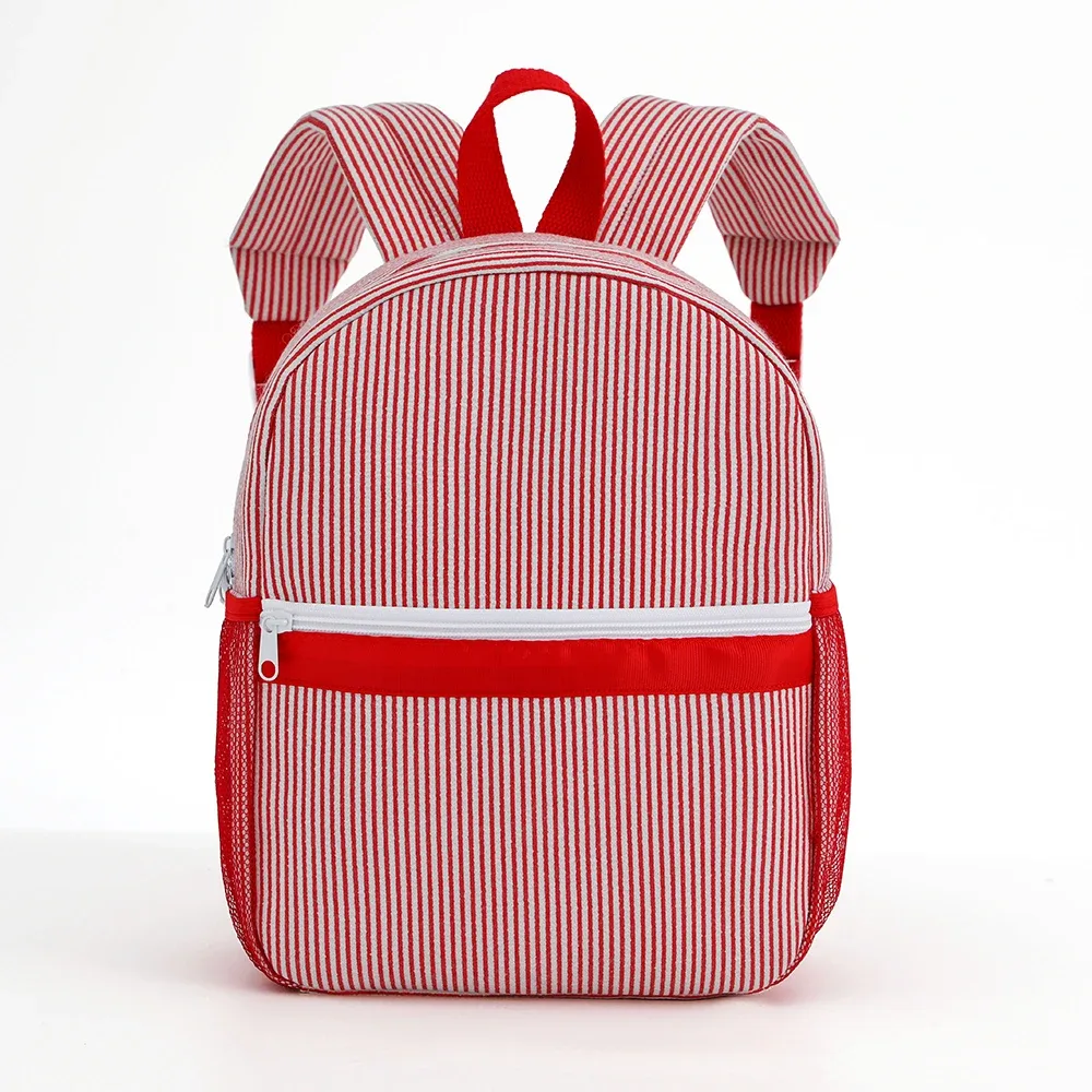 sac à dos scolaire pour tout-petits, sac à dos rayé mignon en seersucker pour filles 12 pouces pour la maternelle, 15 pouces pour les adolescents du lycée