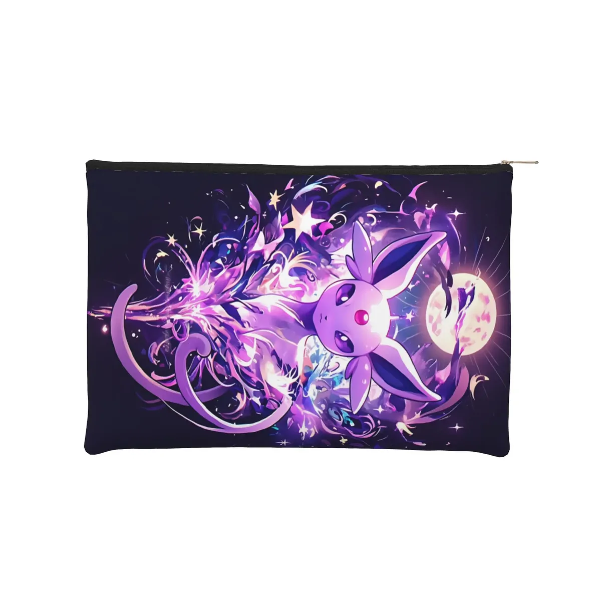pochette pliable mignonne sur le thème de l'anime pokemon eevee eeveelution, trousse de maquillage, trousse de toilette avec fermeture éclair, pochette cosmétique de voyage