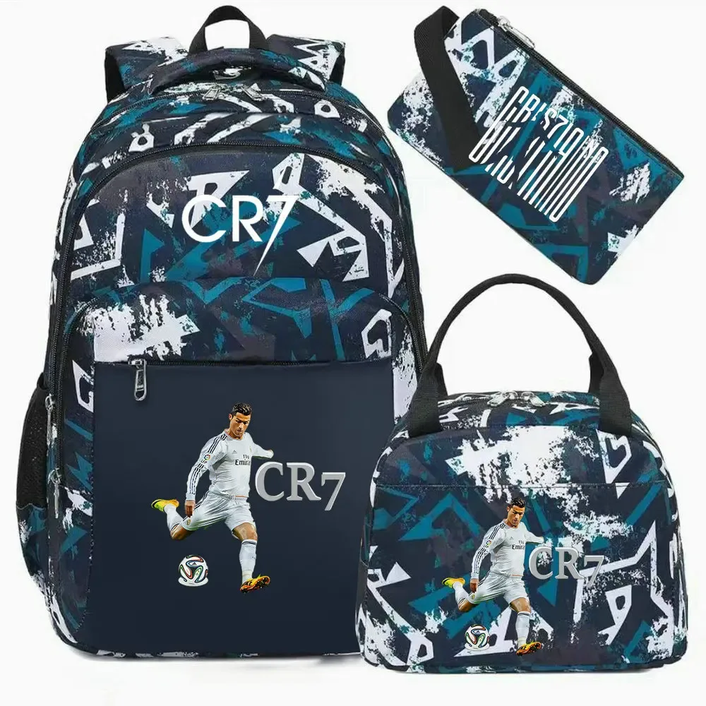 sac à dos pour ordinateur portable cr7, pour femmes et hommes, sacs à dos décontractés pour le sport et le football, sac à dos oxford pour femmes, sac d'école pour hommes, sac de voyage, mochilas 3 pièces