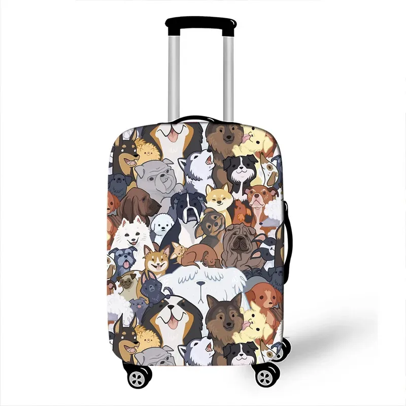 housse de bagage imprimée chien/chat mignon, accessoires de voyage, housses de bagages anti-poussière, housse de valise élastique pour boîtier de chariot