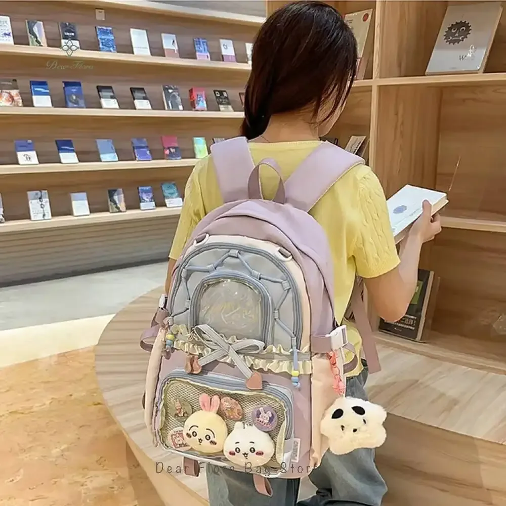 nouveau sac à dos anime ita en forme de cœur avec nœud, sac à dos transparent bidimensionnel mignon pour fille, grande capacité, sac à dos de présentation diy pour otaku