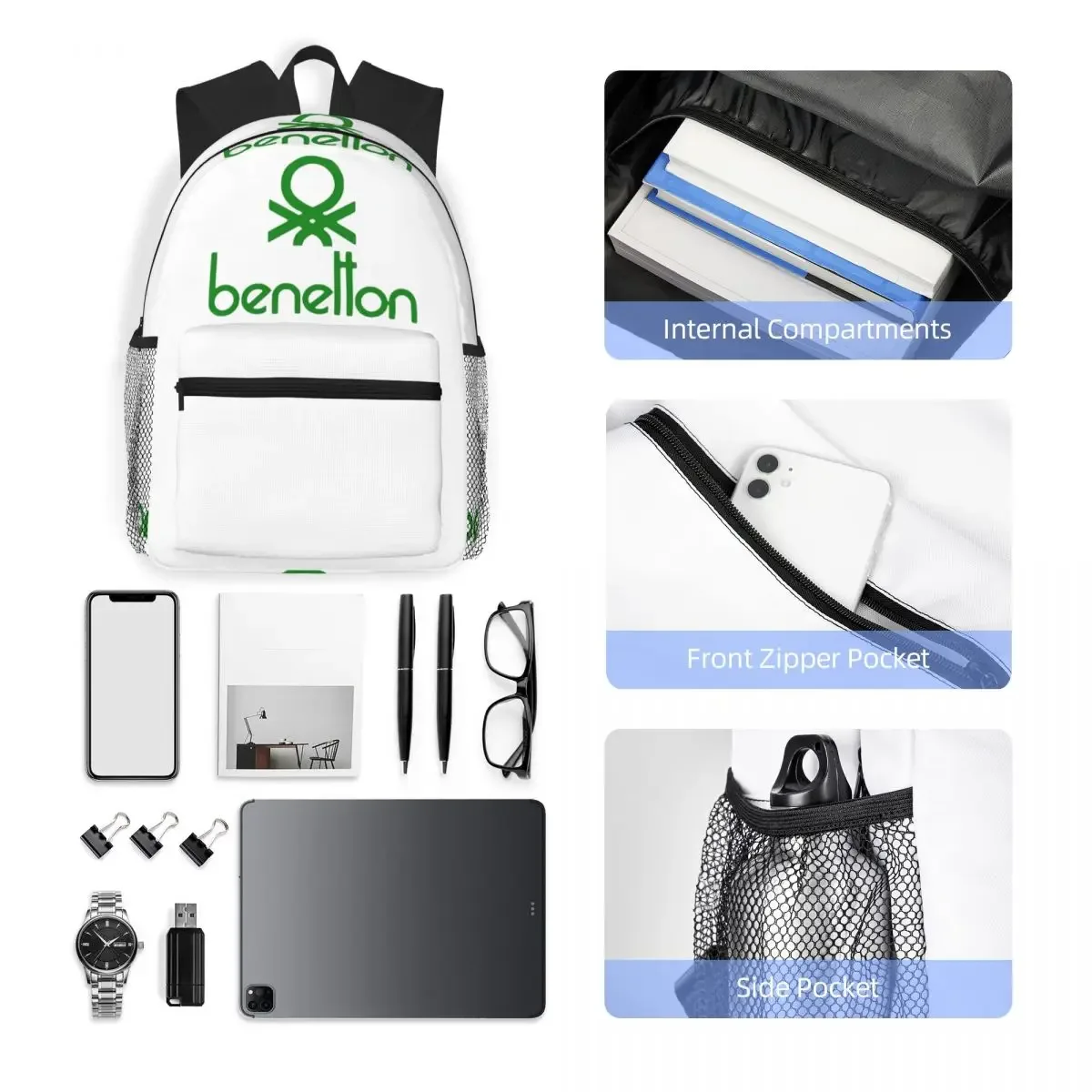 sac à dos pour étudiants united colors of benetton, sac d'école, randonnée, voyage, sac à dos pour garçons et filles, sac à bandoulière à la mode