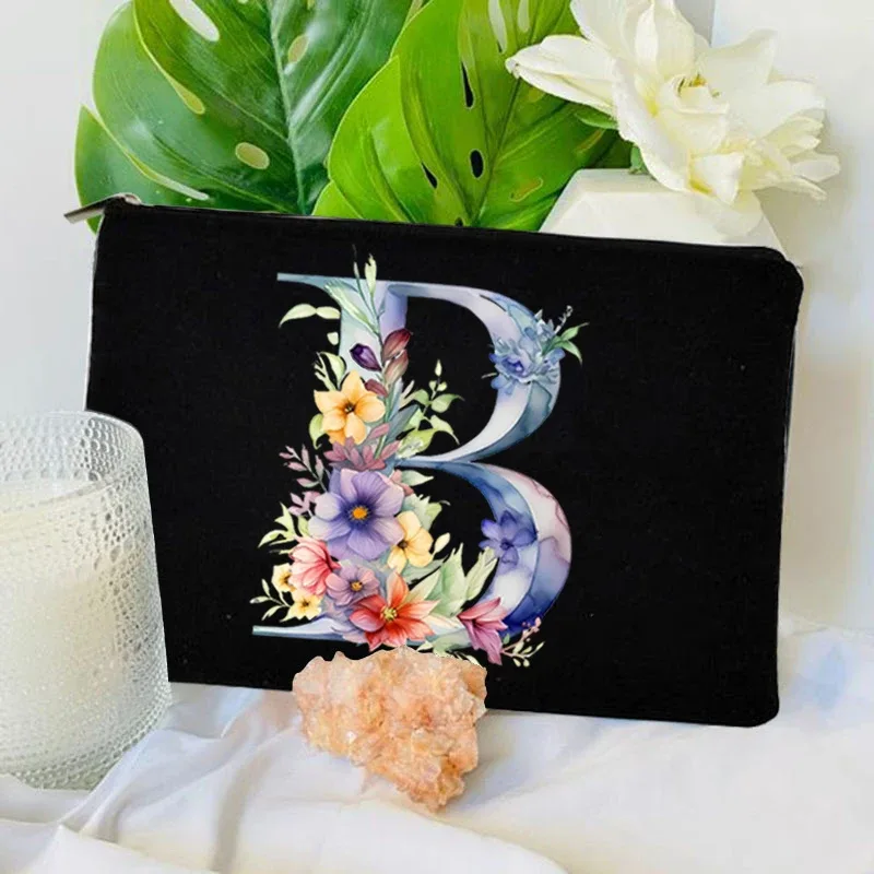 1 pc sac à lettres initiales sac de maquillage avec lettres pour femmes sac à cosmétiques initiales a-z sac de maquillage personnalisé sac de voyage, cosmétique initial