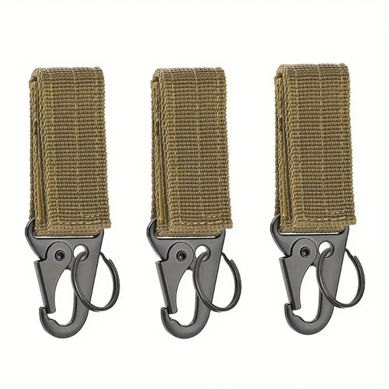 lot de 3 mousquetons tactiques edc pour extérieur, porte-clés en sangle de nylon, support de clés, crochet de ceinture pour sac à dos de camping, boucle de suspension, clip multifonction