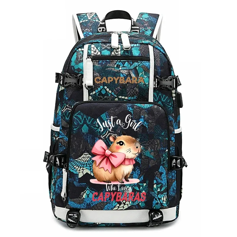 sac à dos d'étudiant à grande capacité avec imprimé de capybara, pour garçons et filles, sac de voyage décontracté, sac d'école léger et durable, utilisation quotidienne