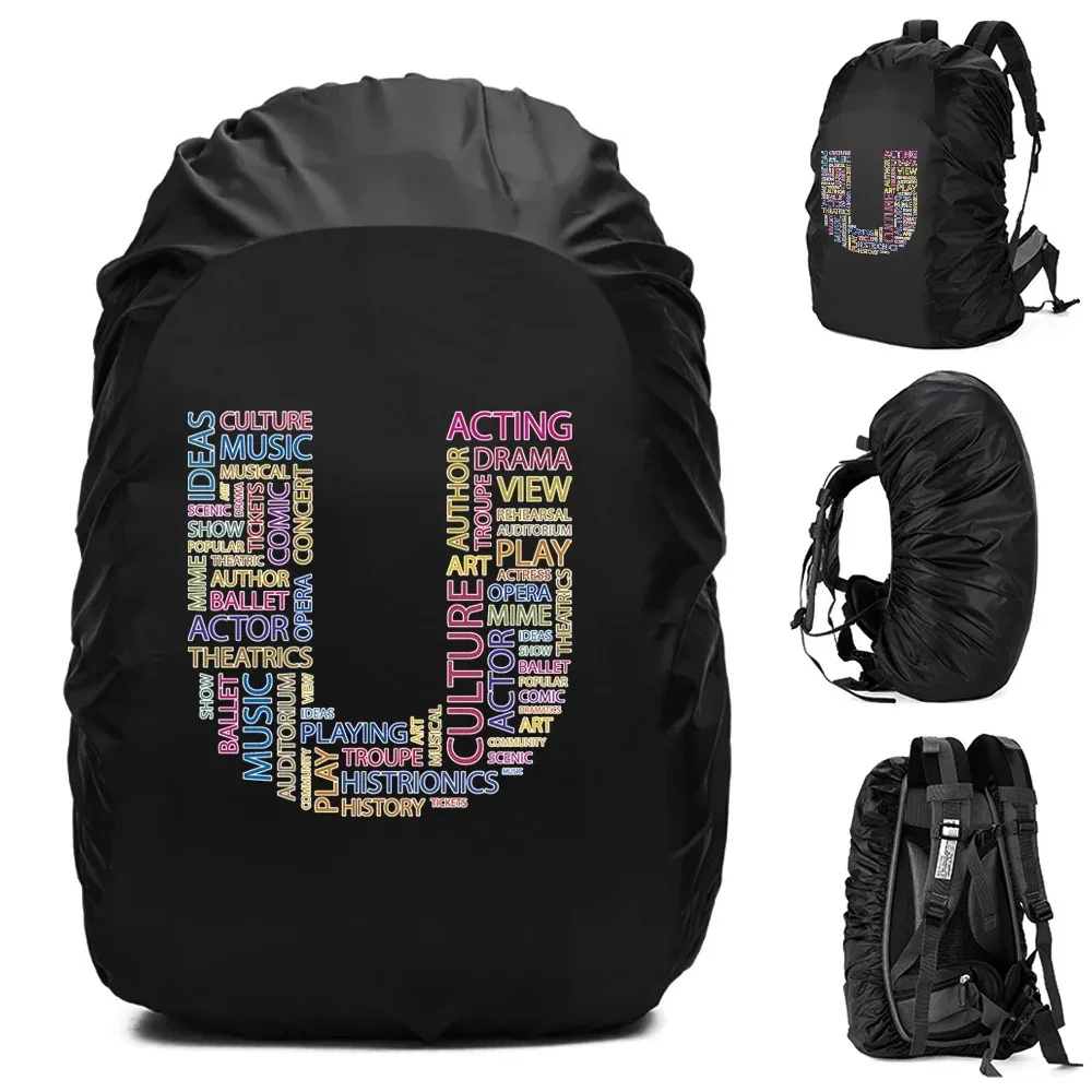 sac à dos imperméable pour homme, housse de pluie, camping en plein air, randonnée, escalade, sac à dos anti-poussière, texte imprimé, 20-70 l