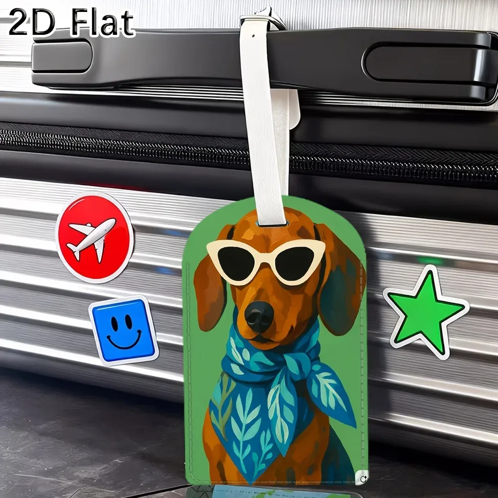 étiquette de bagage pour chien teckel, identification de bagages de voyage, accessoires de valise en pu pour l'identification en voyage