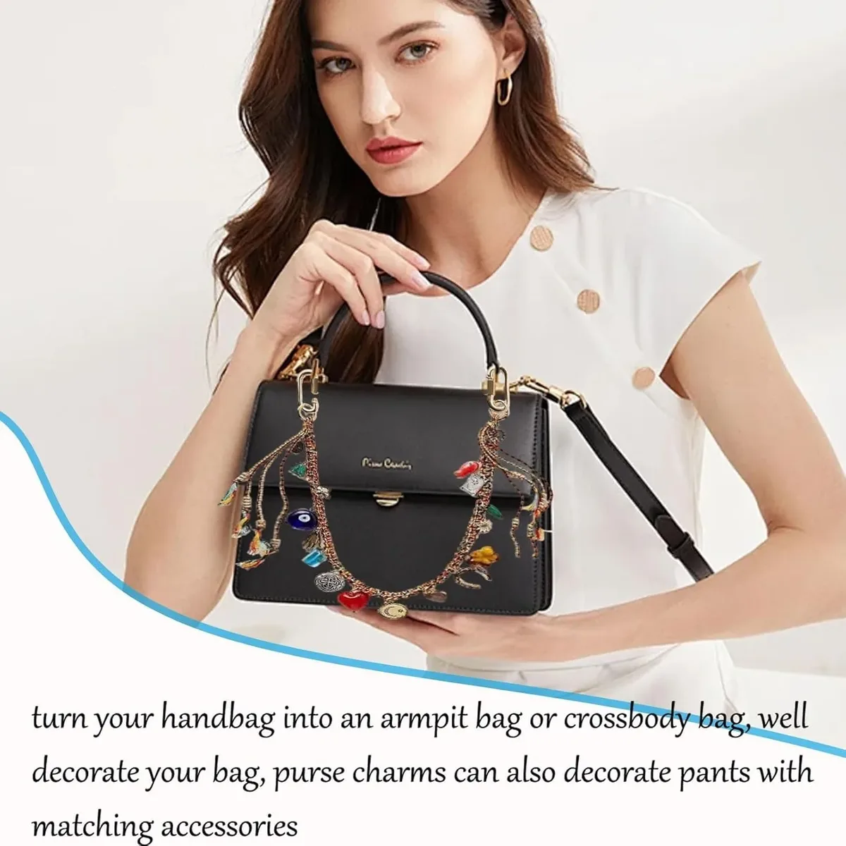 chaîne de perles tressée pour sac à main, sac à dos, accessoires de sac pour femme