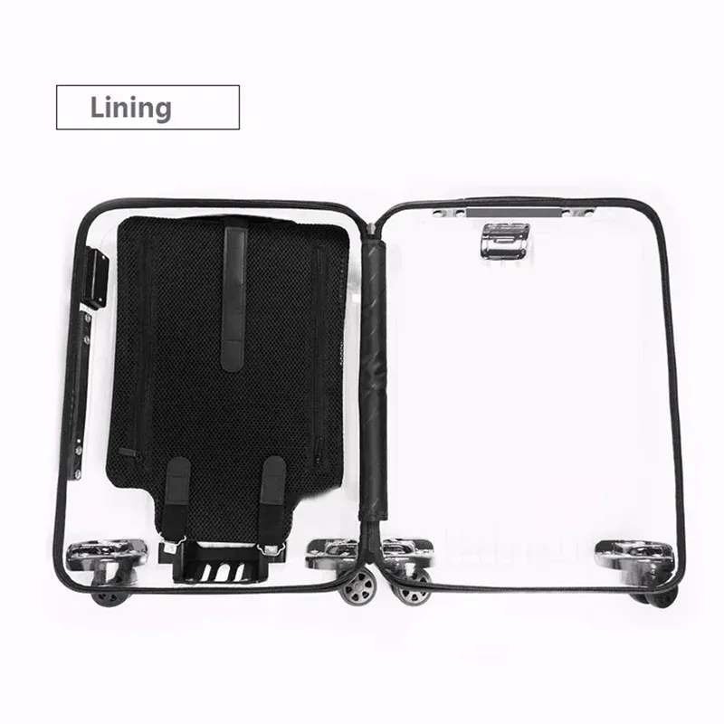 valise transparente de luxe pour homme et femme, bagage à roulettes, trolley d'embarquement, bagage à main, boîte de voyage, nouvelle collection