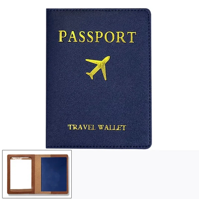 porte-passeport en cuir pu pour femmes et hommes, clip multifonctionnel pour billet d'avion, portefeuille et étui pour carte d'identité, 1pc