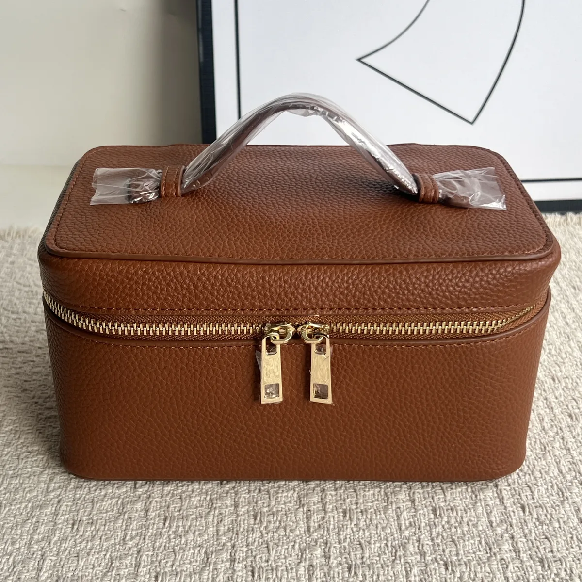 trousse de toilette de voyage en croûte de cuir saffiano pour femmes, nom personnalisé, boîte de rangement de maquillage suspendue portable, sac à cosmétiques pour femmes