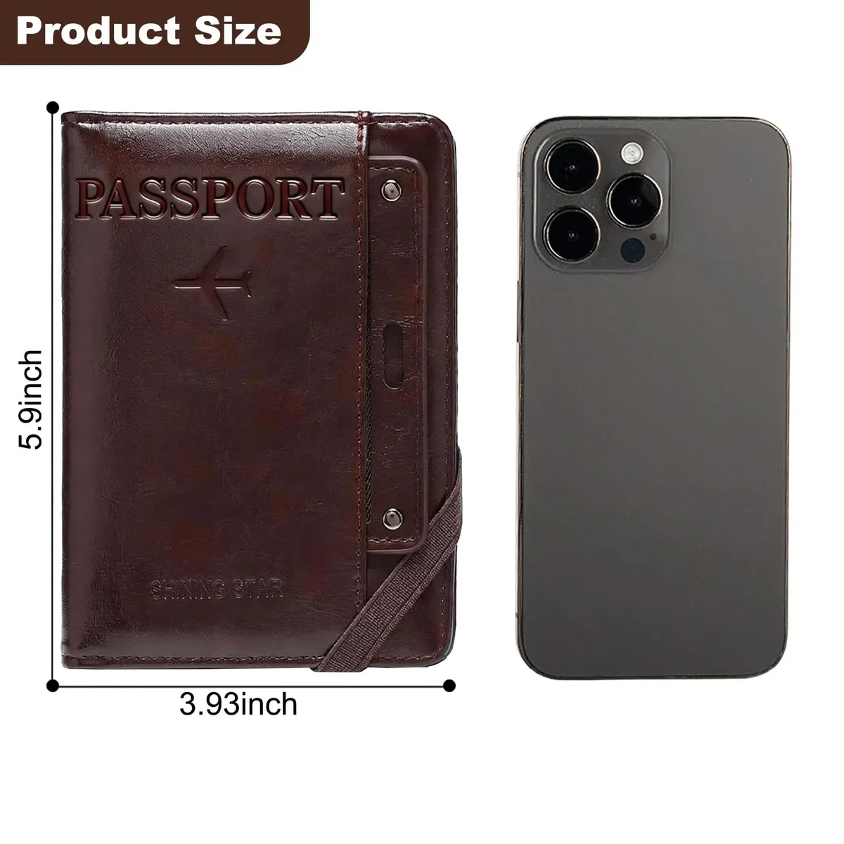 porte-passeport en cuir pour homme et femme, avec blocage rfid, portefeuille de voyage, étui pour passeport avec porte-stylo, emplacements pour deux cartes sim
