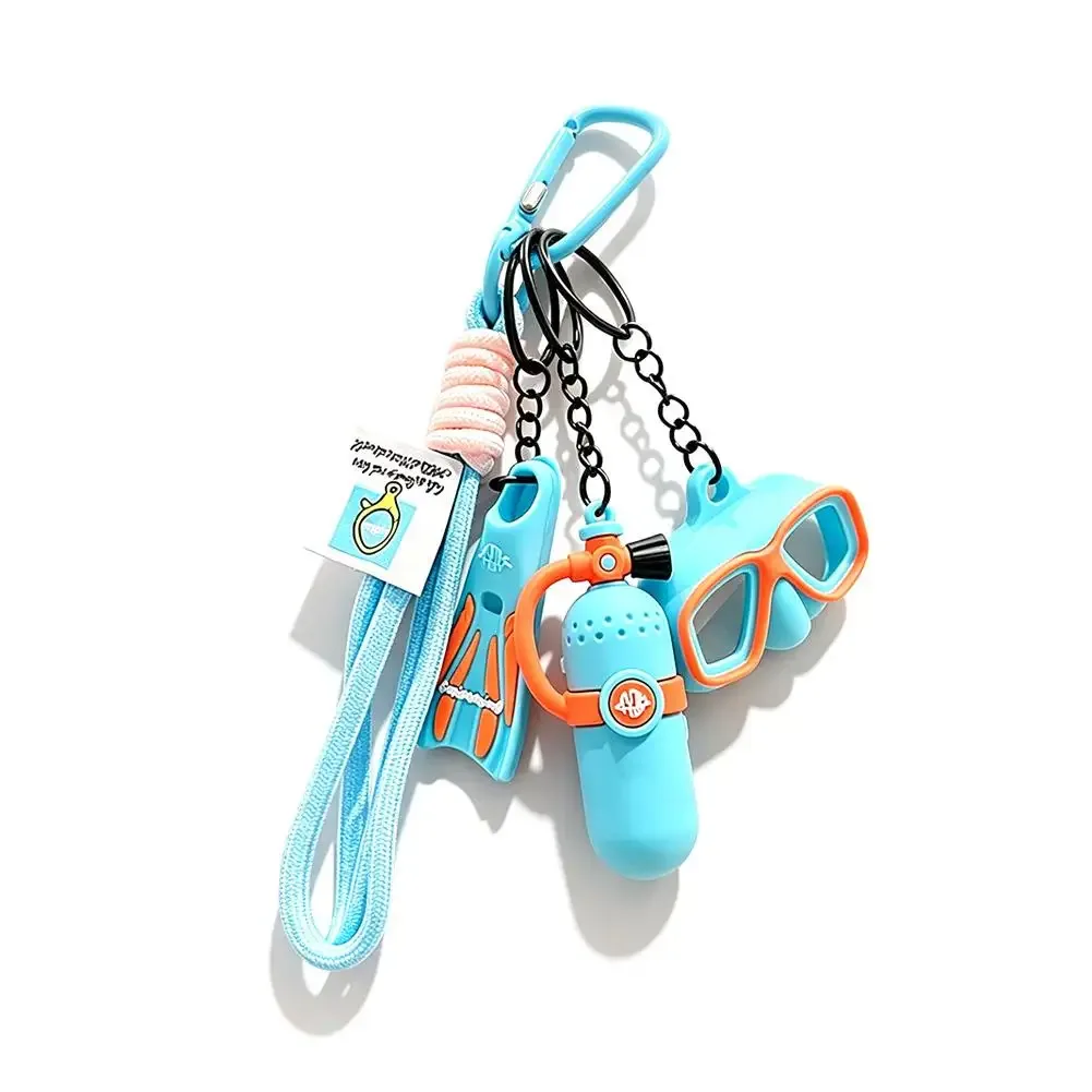 porte-clés thème plongée 3d mini équipement de plongée pendentif sac bouteille d'oxygène plongeur palmes lunettes anneau porte-clés aventure océanique pour sac à dos