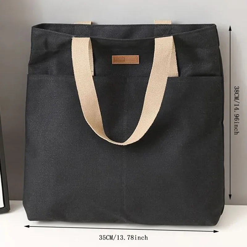 sac à bandoulière en toile pour femmes, sacs de shopping pour dames, sacs d'épicerie de haute qualité, fourre-tout de couleur unie pour livres pour filles