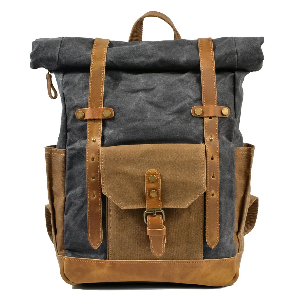 sacs à dos en toile vintage de luxe pour hommes, toile de cire d'huile, sac à dos de voyage en cuir, grands sacs de jour imperméables rétro