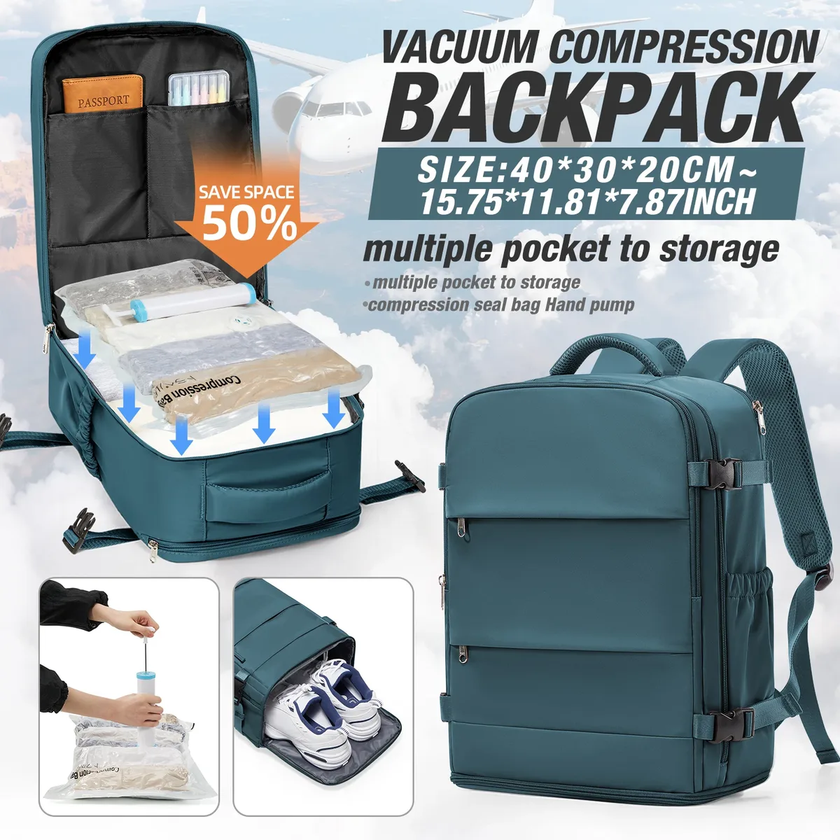 ryanair 40x30x20 sac à dos de voyage wizzair sac de cabine unisexe femmes hommes sac à dos pour ordinateur portable en plein air étudiant école sac à dos sac sous vide