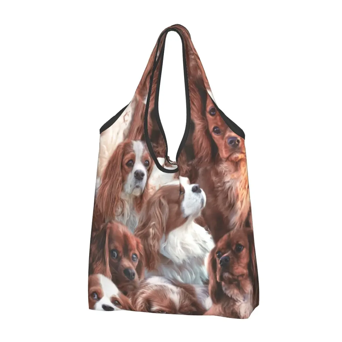 cavalier king charles épagneul groupe familial épicerie sac fourre-tout kawaii chien épaule shopper sacs grande capacité sacs à main